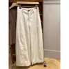 Pantalones de pierna ancha color blanco roto de verano hechos de algodón y nailon, pantalones largos adelgazantes estilo coreano para ir al trabajo