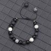 Nueva Pulsera Tejida de Bloque de Lava de Piedra Volcánica Transfronteriza para Hombre con Cuentas de Vidrio Negro Mate y Ajustable