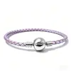 Pulsera de Cordón de Cuero Trenzado con Hebilla de Acero de Titanio Logo Panjia Bucle Único Negro Hebilla Redonda de Cuero Pulsera Básica Transfronteriza DIY