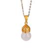 Yilu Plata S925 Plata Esterlina Chapado en Oro Jade Blanco de Hotan Moneda China Vintage Calabaza Hueca Colgante Pequeño Colgante de Bombilla