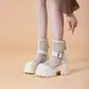 Tendencia de moda estilo británico negro para mujer 2026 nuevas sandalias de verano transpirables de malla hueca con suelas gruesas y botines que aumentan la altura