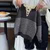 Nuevo Suéter Cálido de Otoño e Invierno para Niños Estilo Coreano Tejido de Punto Rayado Engrosado Informal Pulóver para Niños y Niñas Ropa Infantil Top