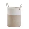 Cesta de Armazenamento Trançada com Corda de Algodão, Cesto de Roupas Sujas, Cesto de Armazenamento Doméstico para Roupas e Brinquedos com Alça, Balde de Armazenamento, Cesto de Roupas Sujas de Corda de Algodão