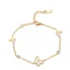 Pulsera popular de titanio y acero estilo ins, moderna, versátil, corazón, mariposa, estrella, geométrica, de acero inoxidable, joyería para la mano