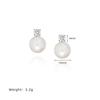 ED214 aretes clásicos de circón perla gris simples generosos aretes de temperamento de lujo ligero botella de perfume titanio acero
