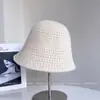 Chapéu Bucket de Tricô Reversível Cor Sólida Outono Inverno para Mulheres, Chapéu Quente Casual Versátil com Recortes