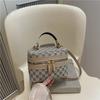Bolsa Transversal Feminina Estampada Retro da Moda Novo Estilo Splicing Bolsa de Ombro Versátil Estilo Ins Bolsa Popular de Mão