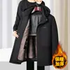 Chaqueta de Algodón Gruesa de Invierno para Hombre con Forro Desmontable, Talla Grande, Estilo de Negocios de Lujo Ligero, Atuendo de Papá, Abrigo de Algodón con Capucha para Hombre
