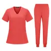 Novas Roupas de Trabalho de Manga Curta Temu Estilo Europeu e Americano 95% Poliéster 5% Elastano Elástico Secagem Rápida Uniformes para Enfermeiros e Equipe Médica