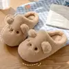 Pantuflas de algodón de peluche de oso de dibujos animados, pantuflas de interior de invierno para mujer, cálidas, antideslizantes, de suela gruesa, para uso en casa, al por mayor