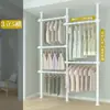 Arara de chão ao teto para uso doméstico no quarto, sem necessidade de furar, arara extensível com haste de suporte de 38 mm de espessura