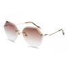 Gafas de Sol Poligonales Sin Marco Estilo Europeo y Americano Jamie 6511 para Mujer, Lentes Degradados Oceánicos, Gafas de Moda Irregulares