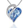 Colgante de cristal con forma de corazón oceánico transfronterizo, regalo de cumpleaños, cadena de clavícula, collar con piedra de nacimiento de diciembre