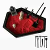 Adornos para Mesa de Arena de Halloween Paisaje en Miniatura Artesanía para Mesa de Arena Decoraciones Personalizadas para Escritorio de Dormitorio Rastrillo de Bambú Traje para Mesa de Arena