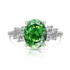 Anel de Gema Colorida Corte Flor de Gelo Ovo de Pombo e Anel de Diamante de Alto Carbono Super Brilhante - Venda Quente no TikTok e Xiaohongshu para Dropshipping