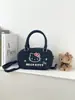 Bolsa de Ombro Cruzada Oficial Autorizada Sanrio Resistente à Sujeira Jeans Escuro Versátil Bolsa hellokitty