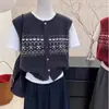 Chaleco de Punto Jacquard Vintage Nuevo Otoño 2026 Ropa Exterior para Mujer Chaleco sin Mangas para Vestir Capa Superior