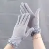 Luvas Femininas de Proteção Solar Primavera e Verão Luvas de Malha Respirável Estampa de Leopardo Luvas para Dirigir com Proteção Solar Luvas Finas de Renda Moda