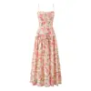 Vestido Falda de Tirantes con Cuello de Línea Única Estampado Retro Francés Verano 2025 Nuevo Estilo Adelgazante de Cintura Vacaciones Falda Larga para Mujer