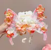 Horquilla Grande de Mariposa Estilo Chino Flor Clip Lateral Súper Hada Dulce Princesa Accesorios para el Cabello Tocado Hanfu Antiguo para Niños