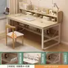 Escritorio de computadora para dormitorio, escritorio para estudio en casa, mesa de estudio para estudiantes, escritorio de escritura simple con estantería integrada, escritorio de oficina minimalista