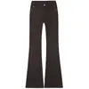 Jeans Elásticos de Tiro Alto Color Café con Microbota para Mujer 2026 Otoño Nueva Llegada Corte Delgado Modernos Sencillos Versátiles Acampanados