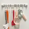 Ganchos para Porta de Armário de Cozinha sem Furo com Ganchos de Trilho Deslizante, uma Fileira de Prateleiras e Barras para Pendurar, Ganchos Adesivos de Banheiro em uma Fileira