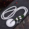 Cadena de suéter con colgante de hebilla de seguridad de jade de roca de cuarzo