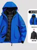 Chaqueta Azul Deportiva para Exteriores Tres en Uno Ropa de Abrigo para Mujer Ropa de Montañismo para Hombre Impermeable Cortavientos con Capucha Ropa de Protección contra el Frío para Esquí