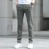 Calças Casuais Masculinas de Alta Qualidade de Hong Kong, Novo Estilo Outono, Corte Reto Solto, Calças Longas Elásticas Slim-Fit, Moda Coreana, Versátil