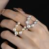 Anillo abierto para mujer, dulce, pequeño, fresco, perla sintética, doble capa, joyería, aspecto personalizado, buscando fábrica, anillo de cobre vivo, vivo