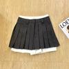 Spot Kok Garota Preppy Falso Conjunto de Duas Peças Calças Culotte Cinza Diversos Terno Saia Plissada Dupla Camada Curta Alto Padrão
