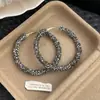 Pendientes de Aro Exagerados con Diamantes Estrellados Estilo Europeo y Americano, de Moda y Versátiles, Pendientes de Aro Estilo Minimalista de Gama Alta para Mujer