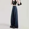 Jeans Rectos Vintage Estilo Hong Kong para Mujer Otoño Nuevo Estilo Pantalones Anchos Holgados Adelgazantes para Chica Curvy