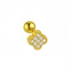 Clavo de acero inoxidable chapado en oro de 18 quilates con circonita para cartílago, joyería de piercing microincrustada, exquisita y compacta