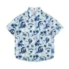 Camisas Florales de Comercio Exterior Transfronterizo, Manga Corta, Unisex, Estilo Pareja, Estilo Vacaciones en la Playa, Festival Songkran, Camisas Tailandesas, Chaquetas