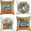 Transfronterizo Nuevo Otoño Acción de Gracias Calabaza Arce Coche Lino Estampado Cojín Cojín Lumbar Decoración de Habitación Sofá