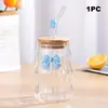 Vaso de vidrio con ondulación vertical, elegante y atractivo para uso doméstico, perfecto para té de leche, jugos y bebidas frías, gran capacidad, vaso de vidrio transparente