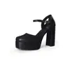 Sandalias de Cuero Genuino de Punta Cerrada con Tacón Medio y Correa Trasera para Mujer, Sandalias de Tacón Alto Grueso, Nuevo Estilo de Verano, Sandalias de Moda de Cuero Genuino, Zapatos de Mujer de Moda