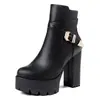 Hebilla de cinturón botas Martin, botas cortas de plataforma talla grande, botas de mujer estilo europeo y americano 03-5