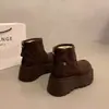 Botas de Nieve Cálidas Retro de Gamuza con Tacón Alto para Mujer 2026 Otoño e Invierno Nuevo Estilo Plataforma que Aumenta la Altura Zapatos de Algodón con Suela Gruesa Tendencia