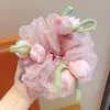 Goma de pelo de malla de tulipán para niños, Goma para el pelo floral de niña, Diadema para bebé que no daña el cabello, Accesorio para el cabello de niñas