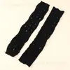 Guantes de fiesta creativos de longitud media con agujeros cruzados huecos, guantes de punto elásticos transpirables negros de moda en stock