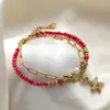 Pulseira de alta qualidade transfronteiriça Pulseira de pérola de pedra natural boêmia novo aço inoxidável cor de estrela-do-mar cristal