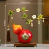 Cinco Bendiciones Calabaza de Cerámica Esmaltada Adorno Nuevo Estilo Chino Sala de Estar Decoración de Gabinete de Vino Inauguración de Casa Regalo de Gama Alta