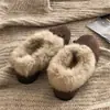 Zapatos súper lindos Mary Jane de pelo para mujer, nuevo estilo de moda 2026, con forro de felpa, versátiles, lazo, zapatos de suela plana de un solo color, zapatos de algodón