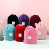 Bolsa Cosmética Cilíndrica de Terciopelo con Cordón Conveniente Bolsa de Almacenamiento para Viaje Bolsa de Almacenamiento para Cosméticos
