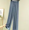 Pantalones de pierna ancha de algodón modal de cintura alta para mujer, primavera y verano, holgados, drapeados, rectos, casuales, adelgazantes, cropped