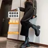 Pantalones de maternidad, nuevo estilo otoño e invierno, pantalones de pierna ancha con puño, cintura alta, soporte para el vientre, oculta instantáneamente el edema, pantalones casuales de lana adelgazantes para uso en exteriores