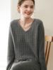 Lujo Ligero Suave y Acogedor ~ Suéter de Cachemir para Bebé para Mujer, Cuello en V, Estilo Holgado y Relajado, Suéter Versátil de Punto Trenzado Oversize